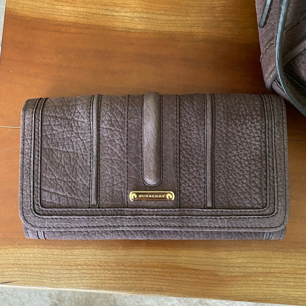 Burberry Kirley Satchel + Wallet Brown Cow Grain Pebbled Leather - Picture 9 of 16